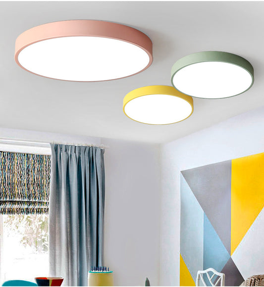 Yellow modern minimalist round LED ceiling light